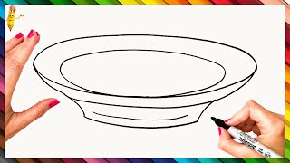 How To Draw A Plate Step By Step 🍽️ Plate Drawing Easy [upl. by Idnim]