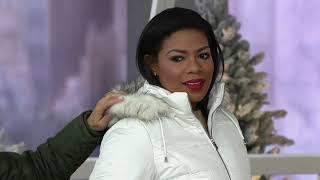 Susan Graver Water Resistant Quilted Puffer Jacket with Removable Hood on QVC [upl. by Kcirdla]