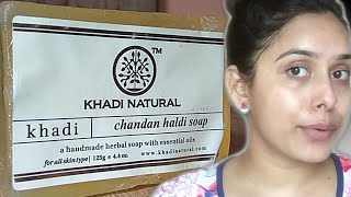 Khadi Natural Herbal Hand Made Soap Chandan Haldi Soap Best For All Skin Type Sorastyles [upl. by Ardeid643]