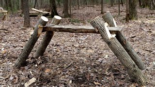 Bushcraft Friction Bench Build Woodworking Outdoor Camp Furniture Camp Comfortss [upl. by Cyma783]