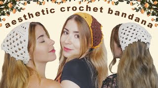 aesthetic crochet bandana  beginner friendly tutorial anyone can do✨ [upl. by Aicenra]