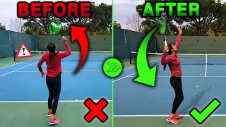 Beginner Tennis Lesson Serve Progressions [upl. by Naneik]