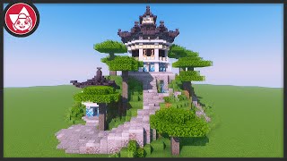 How to build White octogon Chinese house on a hill  Minecraft [upl. by Eylatan909]