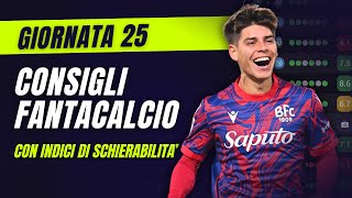 CONSIGLI FANTACALCIO 25 Giornata Serie A  Con Indici di Schierabilità [upl. by Pallua]