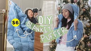 DIY Make A Puffer Jacket From An Old Blanket  Thrifted Transformations coolirpa [upl. by Nonrev379]