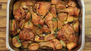 One Pan Roasted Chicken and Potatoes Recipe [upl. by Broddie542]