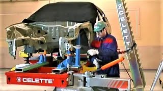 Celette frame machine and MZ jigs tutorial universal jig measuring system collision repair [upl. by Lambert]