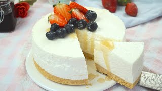 Tarta de yogur griego sin horno  Fácil y deliciosa [upl. by Lledniw]