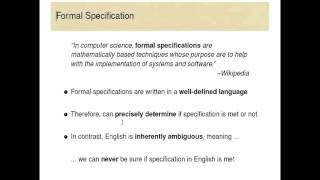 Introduction to Program Specification [upl. by Yacov]