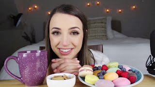 Mochi Ice Cream amp Macarons  ASMR Chat amp Eating [upl. by Mcclure761]