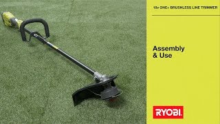 RYOBI 18V ONE Brushless Line Trimmer Skin Assembly amp Use [upl. by Walliw234]