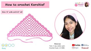 How to crochet a Kerchief Bandana tutorial Free Pattern [upl. by Banna314]