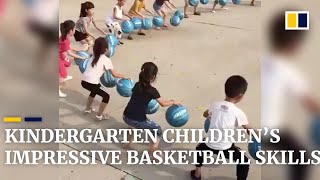 Chinese kindergarten children’s impressive basketball skills go viral globally [upl. by Adiell]