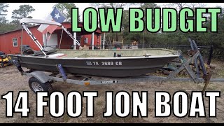 14FT Jon Boat Budget Duracraft 1436 4hp Outboard Fishing John [upl. by Nifled167]