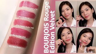 BOURJOIS Rouge Edition Velvet Swatches and review [upl. by Luy205]