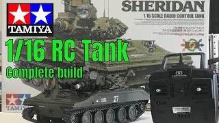 New Tamiya 116 RC M551 Sheridan remote controlled tankComplete step by step build [upl. by Marpet]