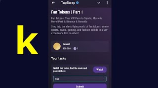 Fan Tokens  Part 1  Tapswap Code [upl. by Llenwad]