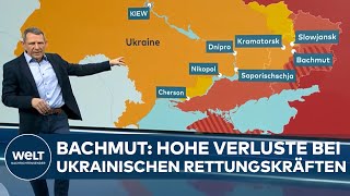 UKRAINEKRIEG Der aktuelle Frontverlauf und die prekäre Lage in Bachmut [upl. by Jemie]