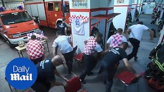 Croatian firefighters on call seconds before winning penalty [upl. by Aivun409]