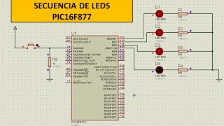 SECUENCIA DE LEDS CON MICROCONTROLADOR PIC16F877 LENGUAJE C [upl. by Aihsilat]