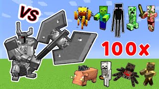 Ferrous Wroughtnaut Vs Minecraft Mobs 1vs100 [upl. by Nodroj703]