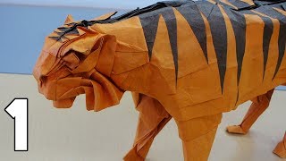 Origami TIGER Tutorial Satoshi Kamiya Part 13 [upl. by Anovad]