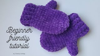 BEGINNER FRIENDLY crochet mittens tutorial  kid size [upl. by Tedmund]