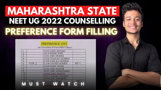 How to fill Preference Form Maharashtra State Counselling NEET UG 2022  Raj Bhosle [upl. by Noitsuj]