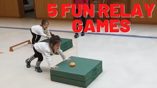 FUN Relay Races for Kids 5 interesting relay games for kindergarten [upl. by Ellehcyt284]