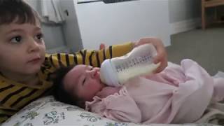 Toddler Boys Taking Care of Newborn Sister  CUTEST VIDEO EVER [upl. by Gracie]