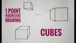 1 Point Perspective Cube Drawing for Beginners [upl. by Eelymmij]