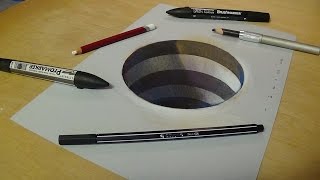 How To Draw A 3d Hole  Trick Art On Paper [upl. by Yelnahs]