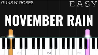 Guns N’ Roses  November Rain  EASY Piano Tutorial [upl. by Elstan372]