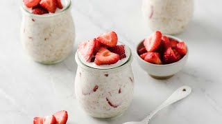 Strawberry Overnight Oats  Strawberries amp Cream in a Jar [upl. by Aikkin]