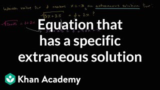 Extraneous solutions of radical equations example 2  High School Math  Khan Academy [upl. by Amery]