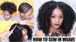 How To Natural Hair Sewin Weave Start to Finish [upl. by Artined]