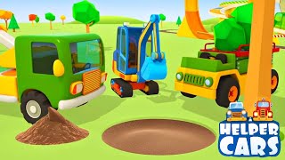 Helper Cars a timber truck amp an excavator Car cartoons full episodes [upl. by Majka310]