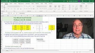 Excel Tutorial 06 Solving Simultaneous Equations [upl. by Consalve]