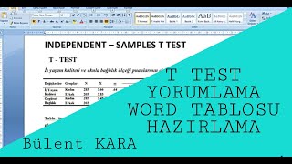 T TESTİ ANALİZLERİNİN YORUMLANMASI VE WORD TABLOSUNA DÖNÜŞTÜRÜLMESİ [upl. by Cl324]