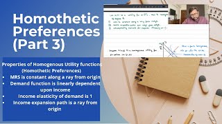 Homothetic functionsPart 3 Income expansion Path  Elasticity Constant MRS along a ray 16 [upl. by Nanah]