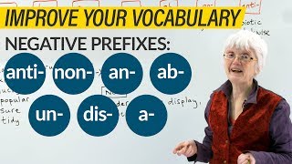 Negative Prefixes in English UN DIS NON A AB AN ANTI [upl. by Zilvia]