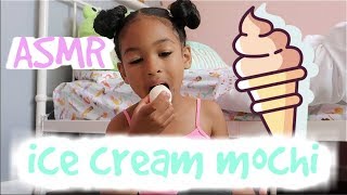 ASMR Vanilla Ice Cream MOCHI Soft chewy smacking eating sounds [upl. by Pennebaker]