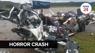 WATCH  Horror crash between 2 trucks and taxi leaves 14 dead in KwaZuluNatal [upl. by Aisinut]