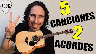 Toca 5 canciones fáciles en guitarra con solo ¡2 Acordes  Ideal para principiantes [upl. by Zobias]