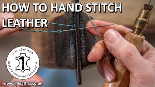 How to Hand Stitch Leather  Saddle Stitch Tutorial Beginner Leatherwork [upl. by Suhail291]