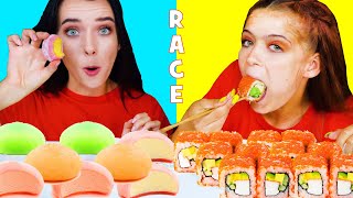 ASMR MOCHI ICE CREAM VS SUSHI RACE CHALLENGE  EATING SOUNDS LILIBU [upl. by Simmie]