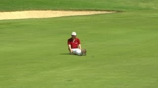 Keegan Bradley eagles No 7 and celebrates by Dufnering [upl. by Eimmit525]