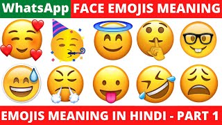 All WhatsApp Face Emojis Name and their Meaning in Hindi and English  इमोजी का नाम और उनका अर्थ [upl. by Nichy566]