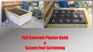 Full concrete block planter build and square foot gardening [upl. by Ardnaid]