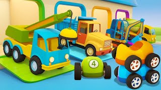 Helper cars cartoon A crane amp an excavator for kids Learn construction vehicles for kids [upl. by Akeim]